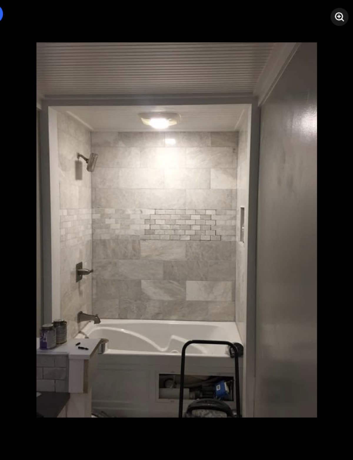 Bathroom remodel tub and shower combo with tile surround