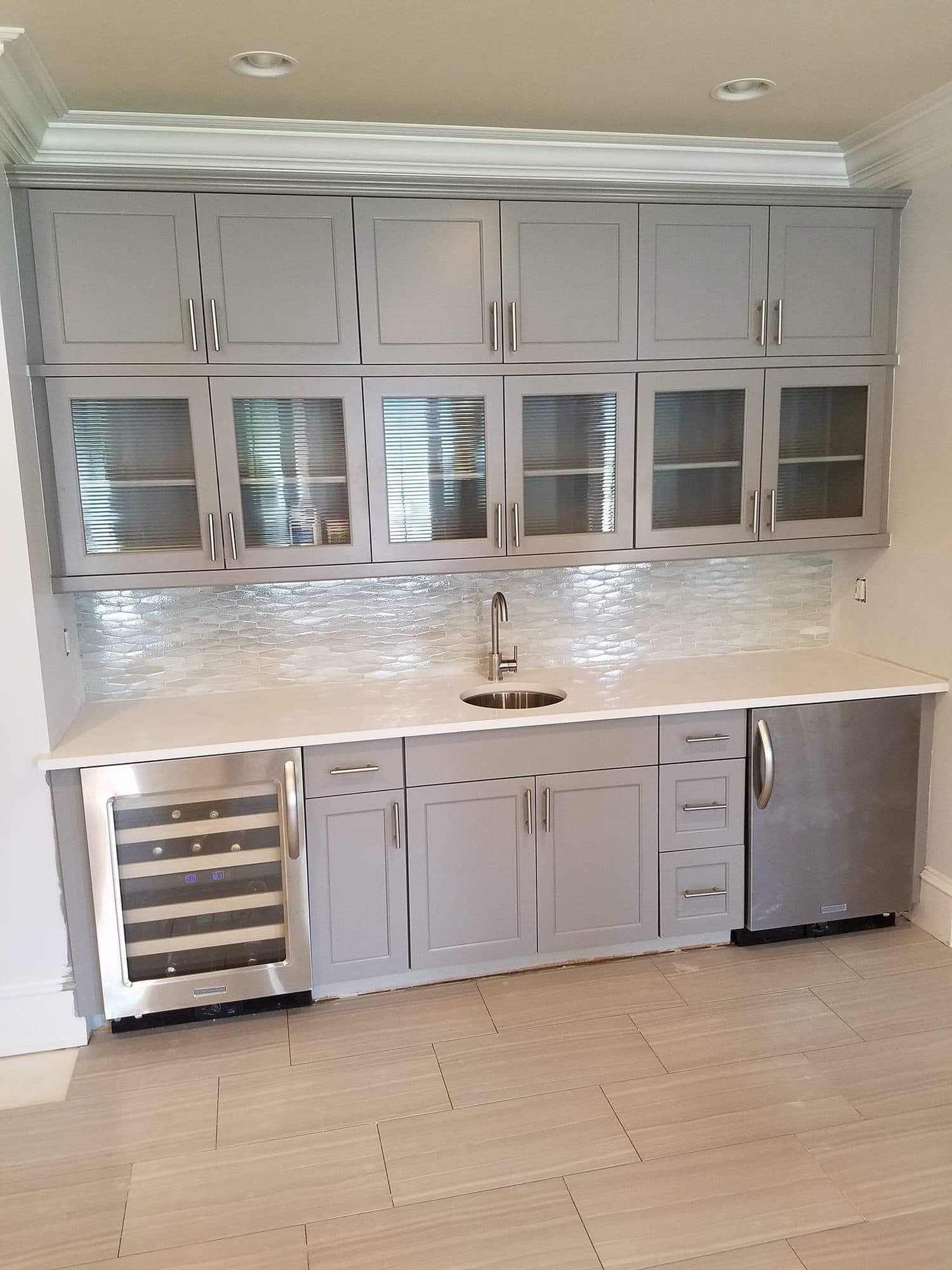 New kitchen renovation with new sinks and cabinets
