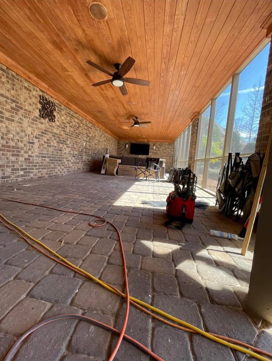 Outdoor living area under construction