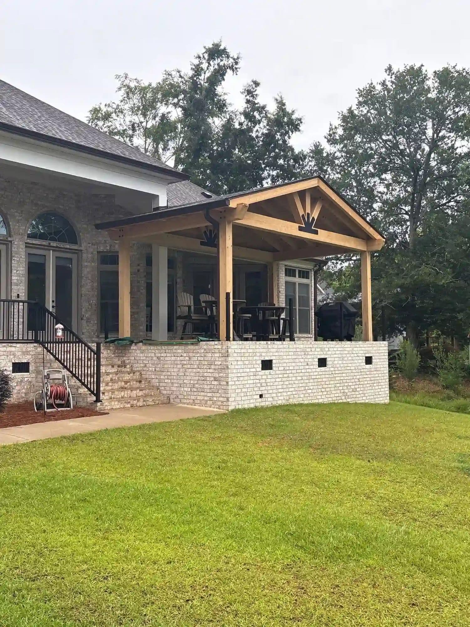 Wood covered new porch build