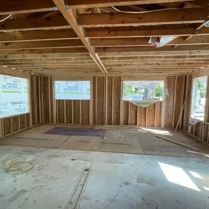 Outdoor garage construction in progress