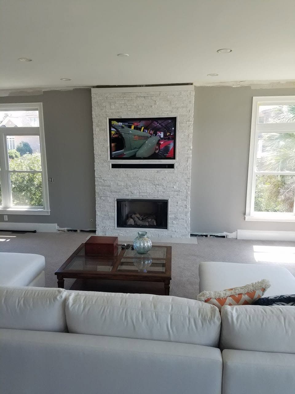 White Brick Custom Indoor Fireplace
